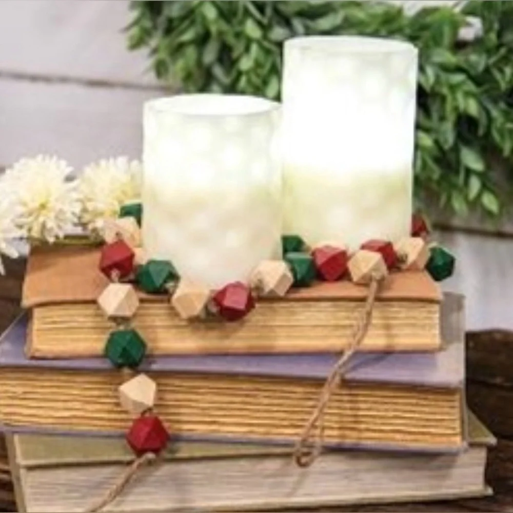 *Holiday Geometric Wood Beaded Garland 40”